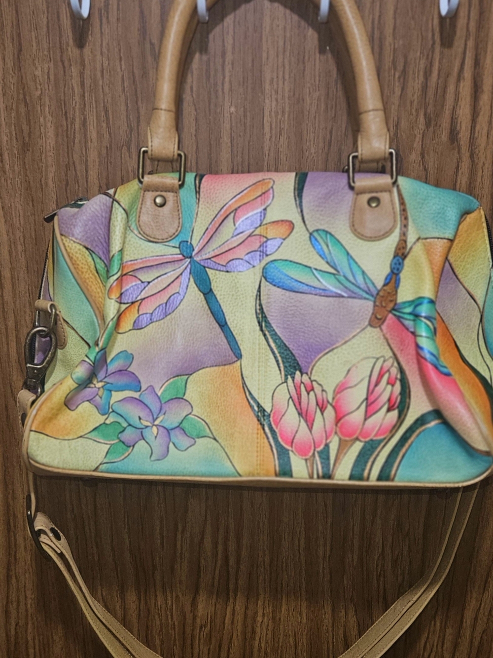 Anushka Colorful Floral & Dragonfly Satchel Handbag - Multicolor